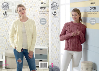 KC4816 Sweater and Cardigan for Women in King Cole Fashion Aran