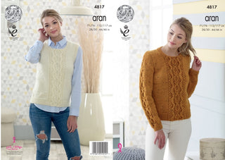KC4817 Sweater and Slipover for Women in King Cole Fashion Aran