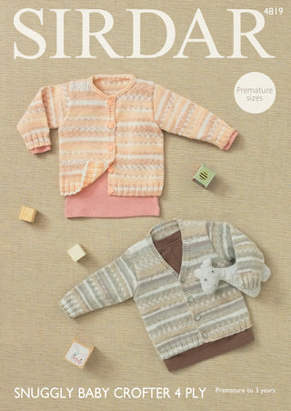 S4819 Cardigans for Babies in Sirdar Snuggly Baby Crofter 4ply