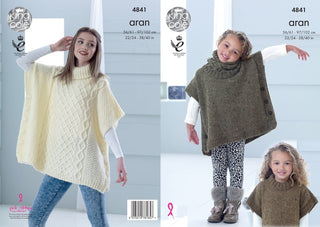 KC4841 Poncho for Children in King Cole Fashion Aran