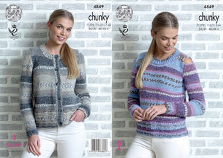 KC4849 Sweater and Cardigan for Women in King Cole Drifter Chunky