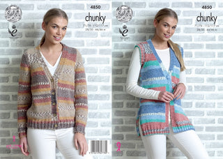 KC4850 Cardigan and Waistcoat for Women in King Cole Drifter Chunky