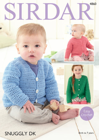 S4860 Crochet Cardigans for Babies in Sirdar Snuggly DK