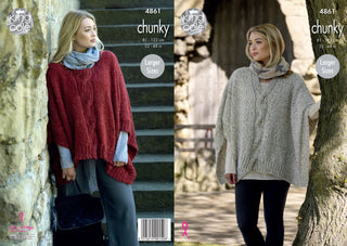 KC4861 Ladies' Ponchos knitted in King Cole Indulge Chunky