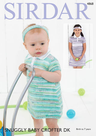 S4868 Dresses & Headbands in Sirdar Snuggly Baby Crofter DK & Snuggly DK