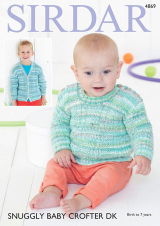 S4869 Sweater & Cardigan in Sirdar Snuggly Baby Crofter DK