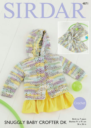 S4871 Crochet Jacket & Blanket in Sirdar Snuggly Baby Crofter DK