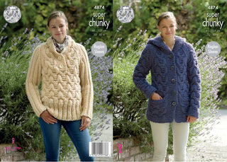 KC4874 Ladies' Jacket and Sweater knitted in King Cole Big Value Super Chunky