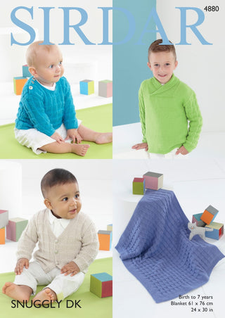 S4880 Boy's Sweaters, Cardigan & Blanket in Sirdar Snuggly DK