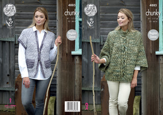 KC4885 Jumper and Cardigan for Women in King Cole Big Value Tonal Chunky