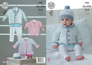 KC4886 Jacket, Cardigan, Coat and Hat for Babies in King Cole Smarty DK