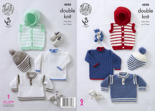 KC4888 Hoodie, Sweaters and Hat for Babies in King Cole Big Value Baby DK