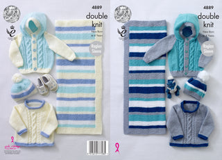 KC4889 Sweater, Jacket, Hat and Blanket for Babies in King Cole Big Value Baby DK