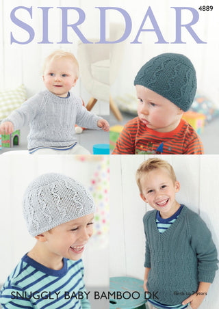 S4889 Boy's Sweaters & Hats in Sirdar Snuggly Baby Bamboo DK
