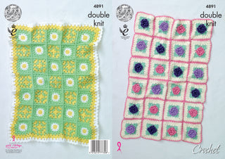 KC4891 Crochet Flower Blanket in King Cole Double Knit
