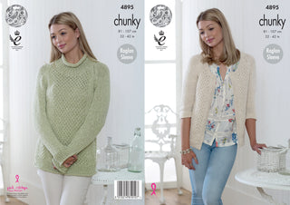 KC4895 Sweater and Jacket for Women in King Cole Authentic Chunky