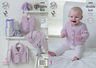 KC4903 Baby Waistcoat and Cardigans in King Cole Baby Pure DK