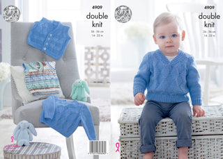 KC4909 Slipover, Sweater and Waistcoat for Babies in King Cole Cherish DK and Cherished DK