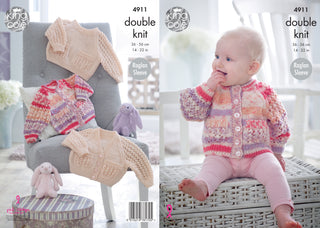 KC4911 Cardigans and Sweater for Babies in King Cole Cherish DK and Cherished DK