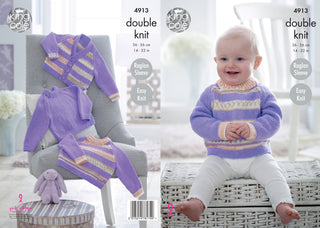 KC4913 Sweaters and Cardigan for Babies in King Cole Cherish DK and Cherished DK