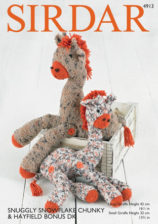 S4913 Giraffe Toys in Sirdar Snuggly Snowflake Chunky & Hayfield Bonus DK