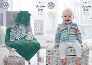 KC4914 Jacket, Waistcoat and Blanket for Babies in King Cole Cherish DK and Cherished DK