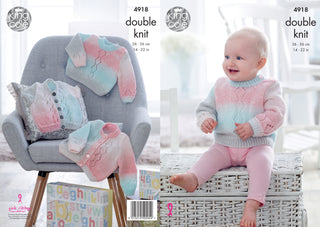 KC4918 Cardigan and Sweater for Babies in King Cole Melody DK