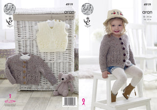 KC4919 Cardigan and Slipover for Children in King Cole Big Value Aran