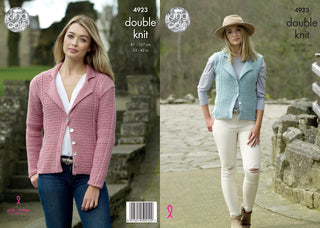 KC4923 Ladies' Cardigan and Waistcoat knitted in King Cole Majestic DK