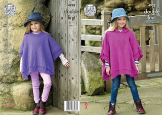 KC4928 Girls' Ponchos knitted in King Cole Majestic DK
