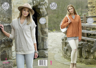 KC4929 Ladies' Sweater and Slipover knitted in King Cole Majestic DK