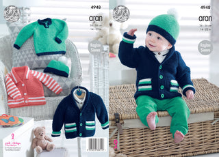 KC4948 Jackets, Hats and Sweater for Babies in King Cole Comfort Aran