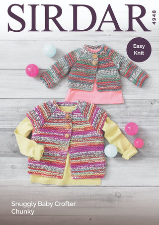 S4948 Girl's Cardigans in Sirdar Snuggly Baby Crofter Chunky