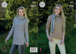 KC4963 Sweaters for Ladies in King Cole Fashion Aran