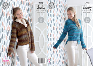 KC4992 Ladies' Sweater and Cardigan knitted in King Cole Corona