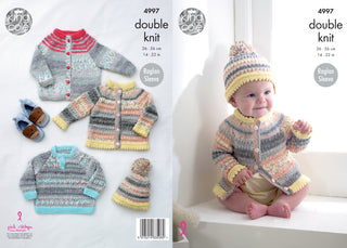 KC4997 Cardigans, Sweater and Hat for Babies in Carious King Cole DK