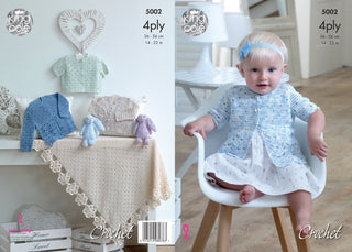 KC5002 Crochet Cardigans and Blanket for Babies in King Cole Giza Cotton 4ply