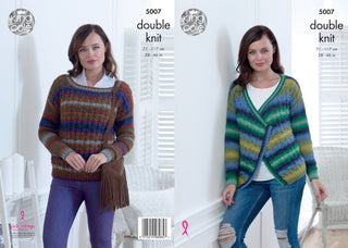 KC5007 Ladies' Cardigan and Sweater knitted in King Cole Riot DK