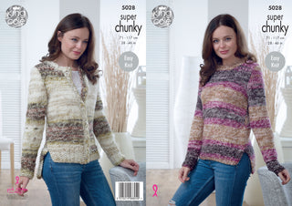 KC5028 Sweater and Cardigan for Women in King Cole Big Value Super Chunky Tints