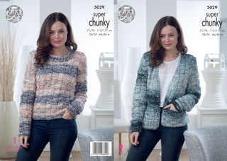 KC5029 Jacket and Sweater for Women in King Cole Big Value Super Chunky Tints