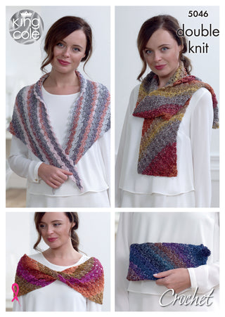 KC5046 Crochet Corner to Corner Accessories for Women in King Cole Shine DK