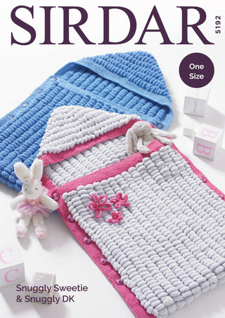 S5192 Baby Sleeping Bag in Sirdar Snuggly Sweetie & Snuggly DK