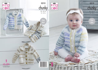 KC5212 Baby Hooded Cardigan, Waistcoat and Cardigan in King Cole Comfort Cheeky Chunky