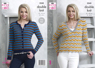 KC5243 Ladies Sweater & Cardigan in King Cole Luxury Merino DK