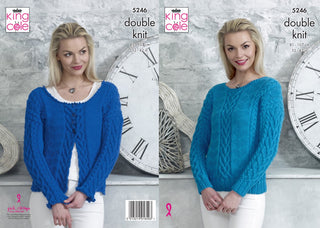 KC5246 Ladies Sweater & Cardigan in King Cole Luxury Merino DK