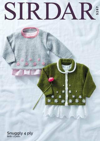 S5287 Children's Collard Cardigan and Round Neck Sweater in Sirdar Snuggly 4ply