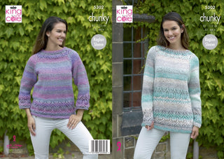KC5302 Ladies Sweater and Tunic in King Cole Chunky