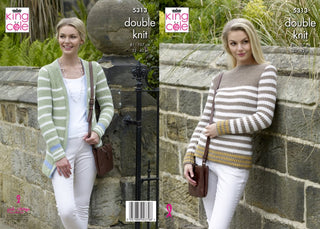 KC5313 Ladies Sweater and Cardigan in King Cole DK