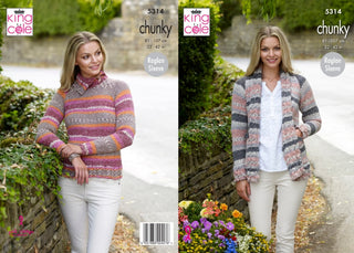 KC5314 Ladies Sweater and Coatigan in King Cole Chunky