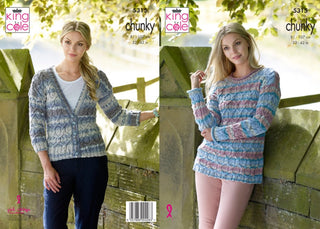 KC5315 Ladies Sweater and Cardigan in King Cole Chunky